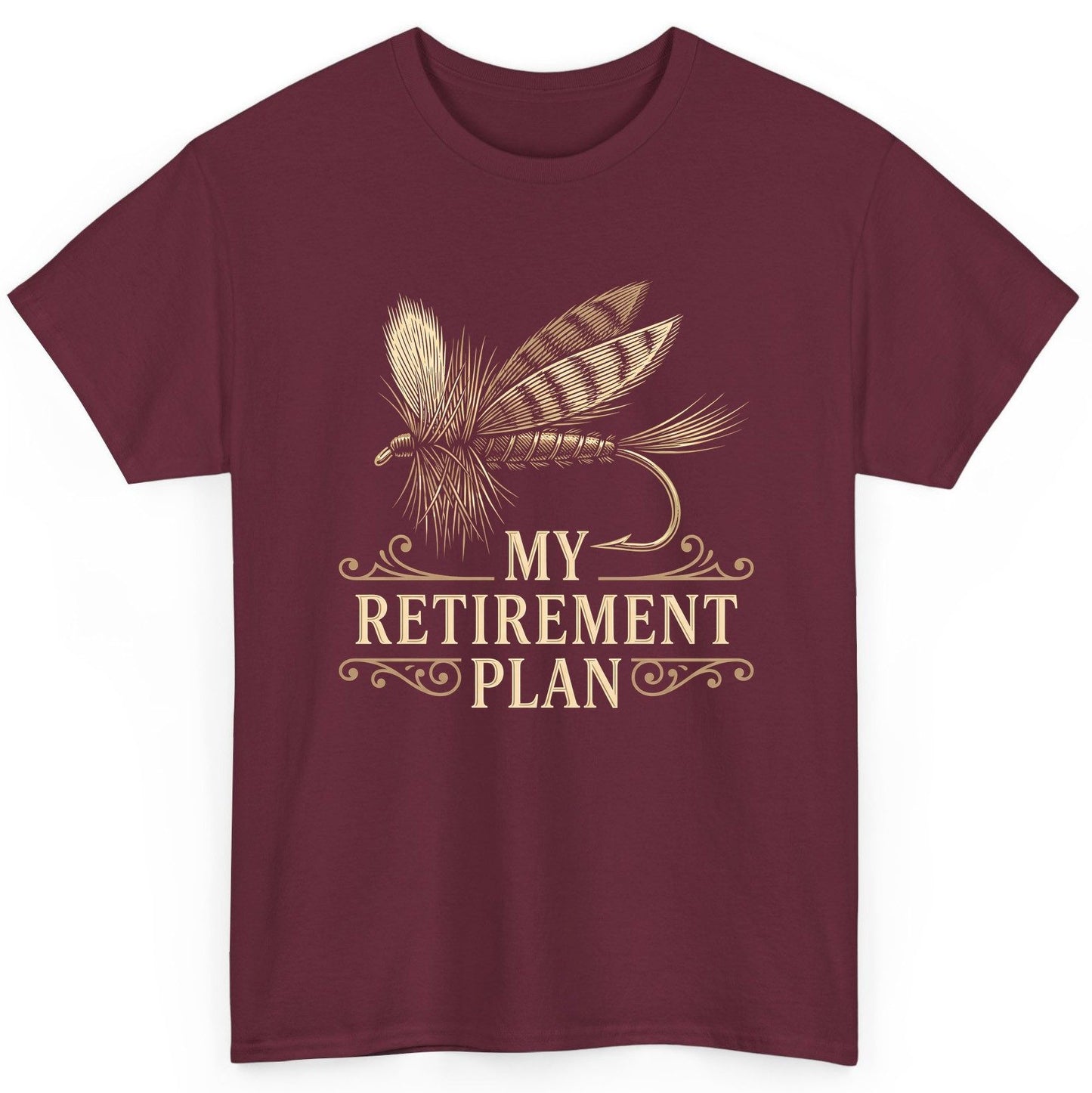 My Retirement Plan fly fishing T-Shirt Maroon product mockup