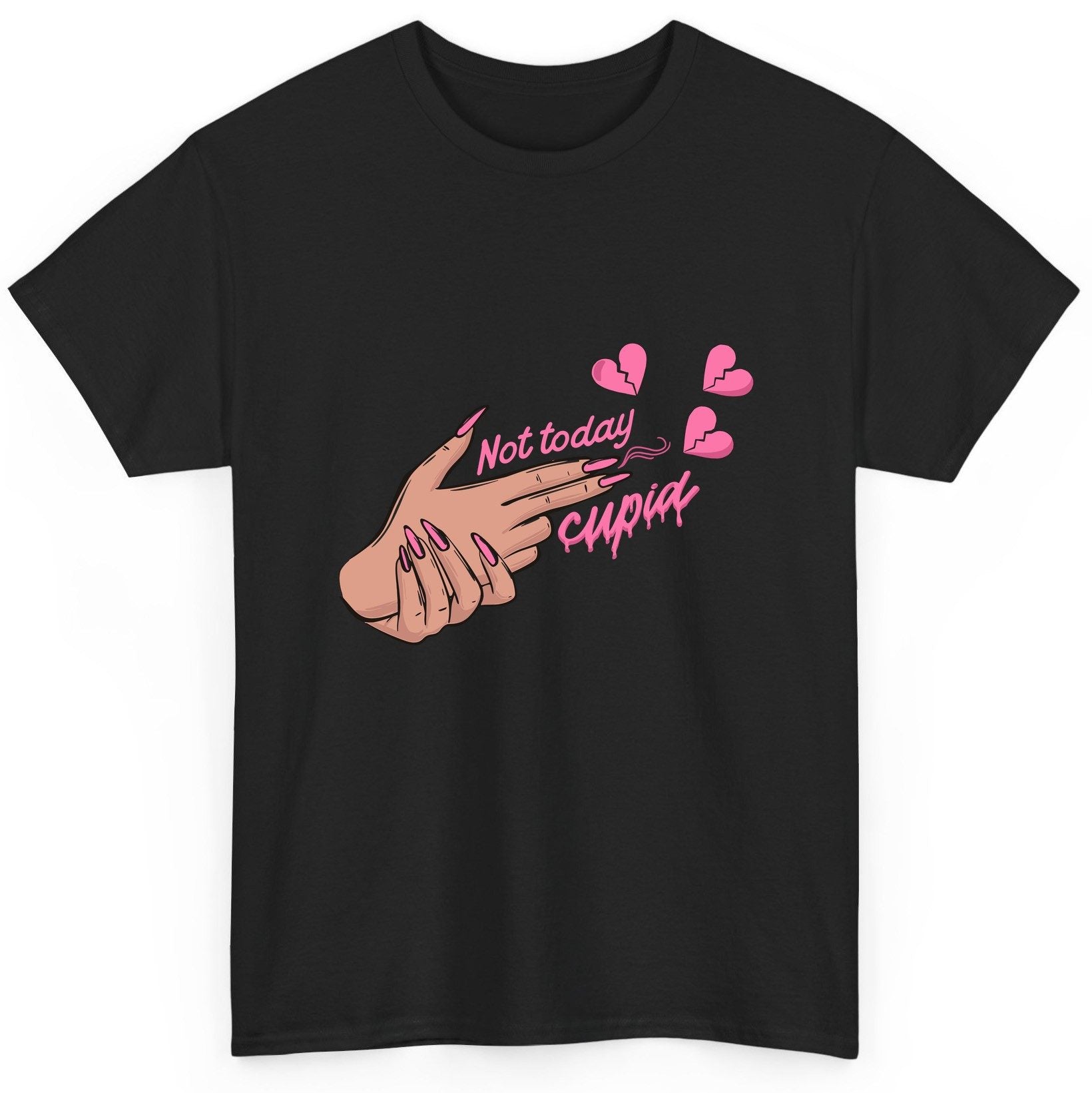 Not Today Cupid anti-Valentine's Day T-Shirt Black product mockup