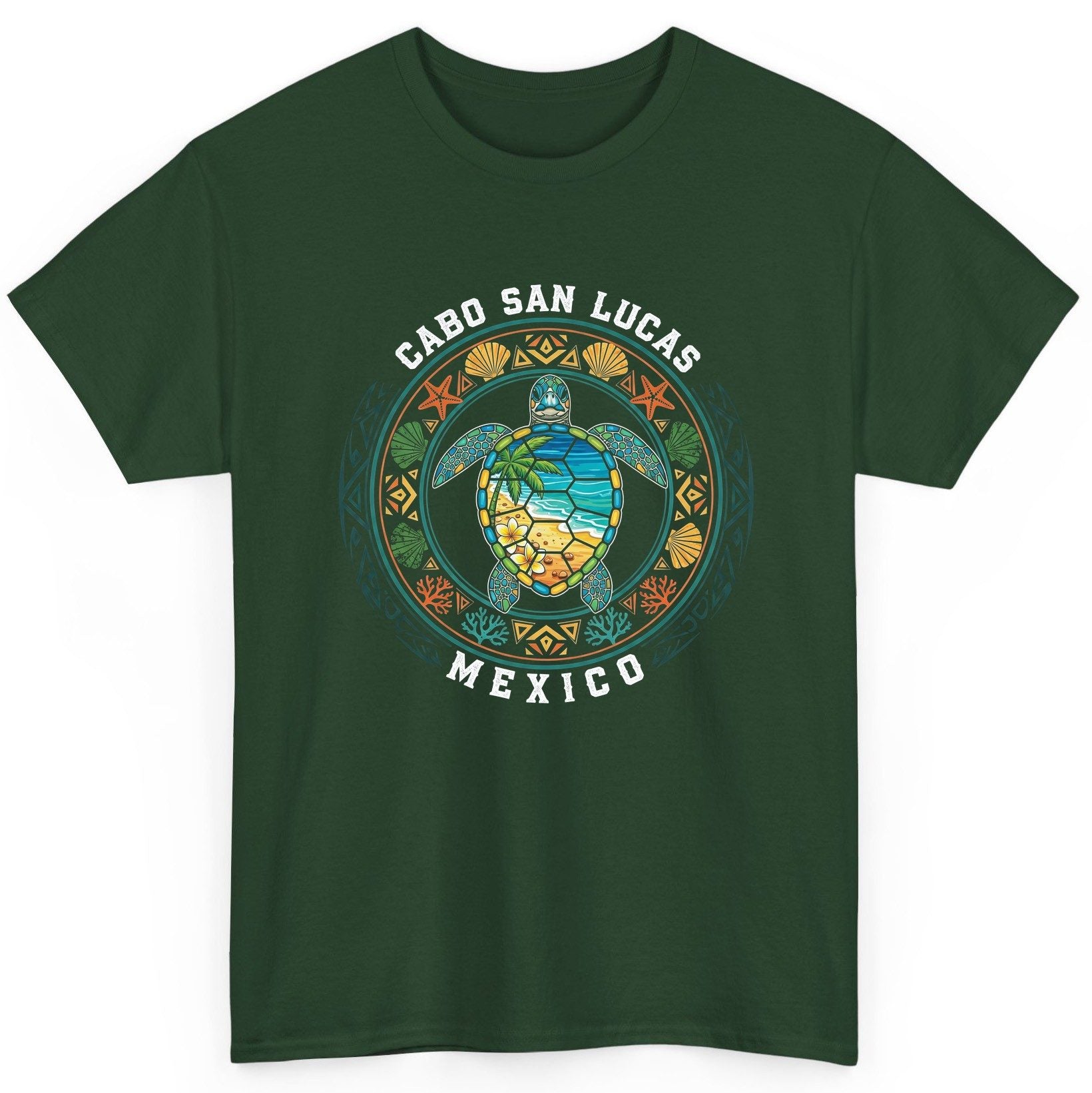 Cabo San Lucas Mexico sea turtle T-Shirt Forest Green product mockup