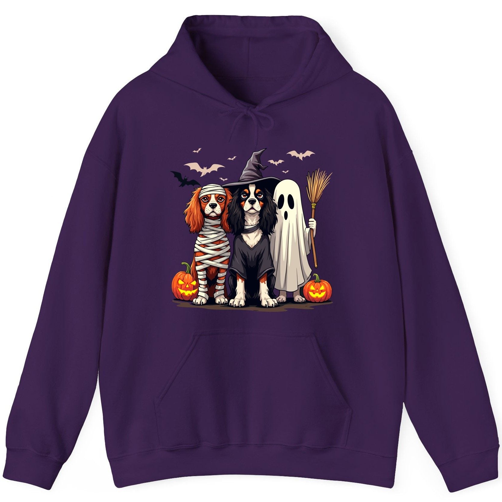 Cavalier Spaniel Halloween Dogs cavalier king charles spaniel Hoodie Purple product mockup