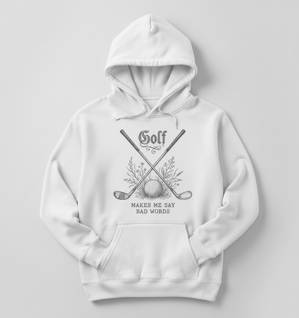 Funny Golf Makes Me Say Bad Words Vintage Design Hoodie - White