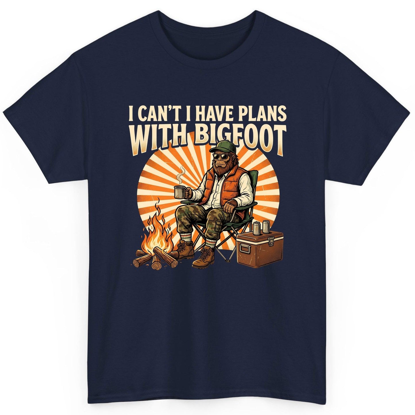 I Can't I Have Plans with Bigfoot bigfoot T-Shirt Navy product mockup