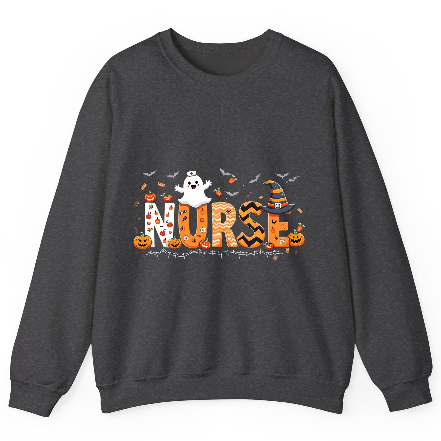 Nurse Halloween Sweatshirt Dark Heather product mockup