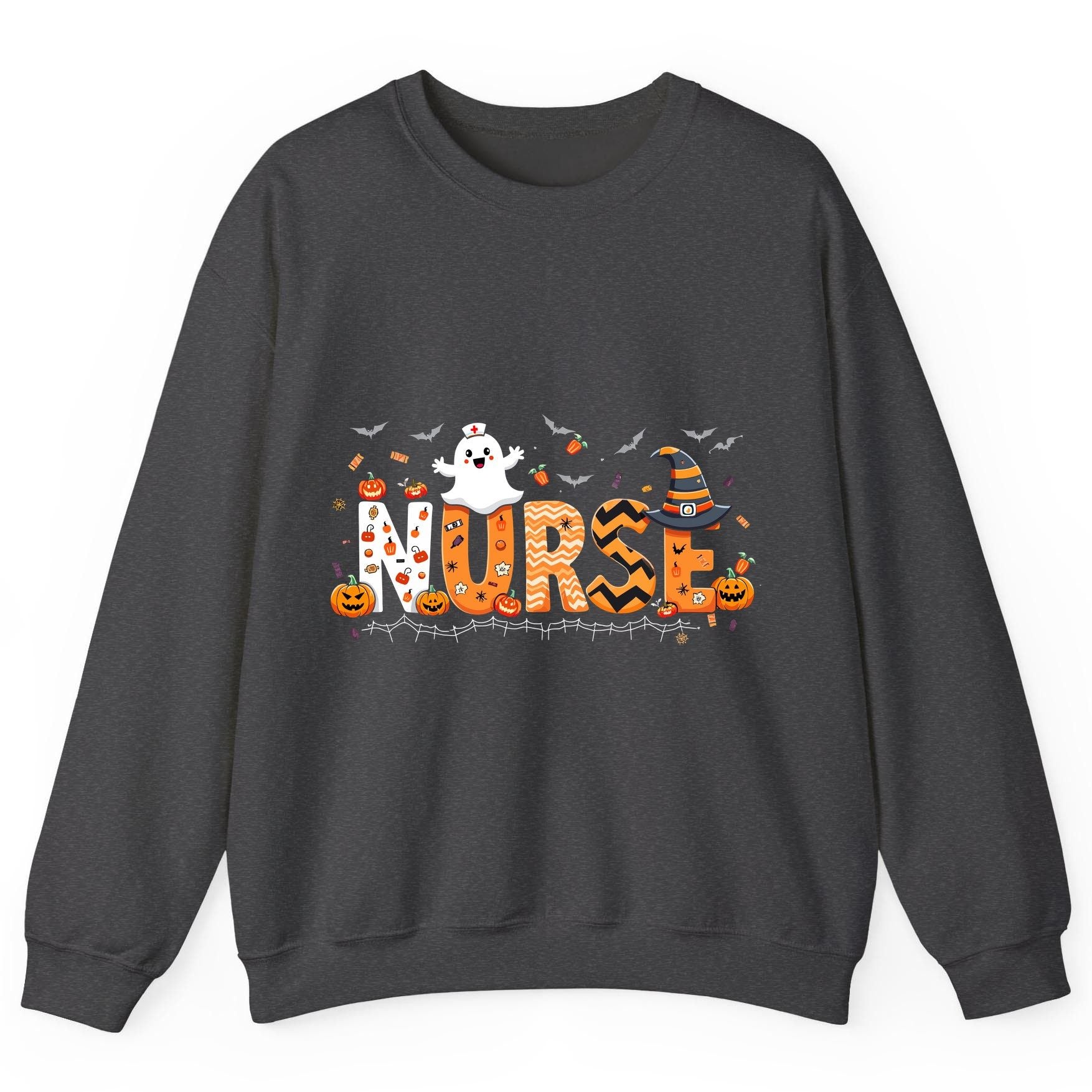 Nurse Halloween Sweatshirt Dark Heather product mockup