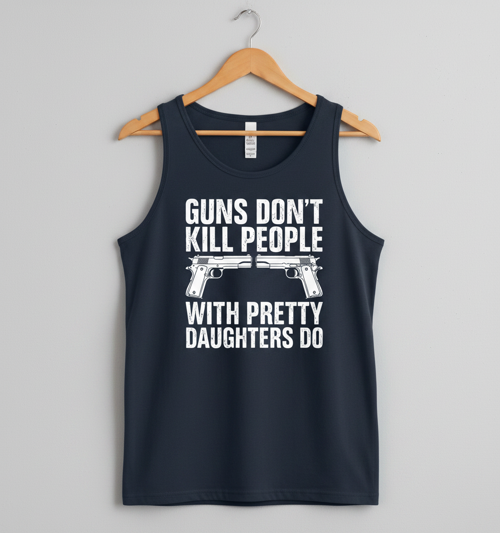 Guns Don't Kill People Dads With Pretty Daughters Do Funny Tank Top - Navy