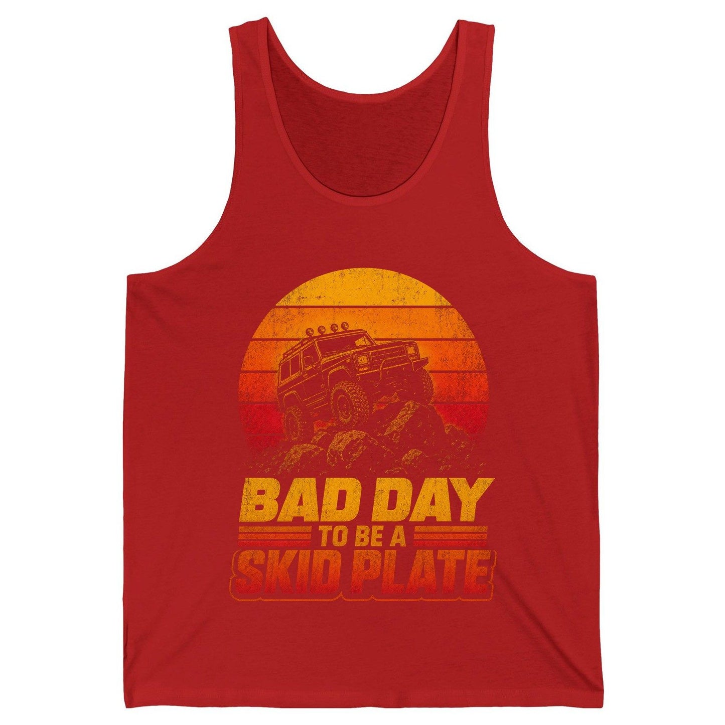 Bad Day to Be a Skid Plate Funny Off-Roading Tank Top - product mockup - Red