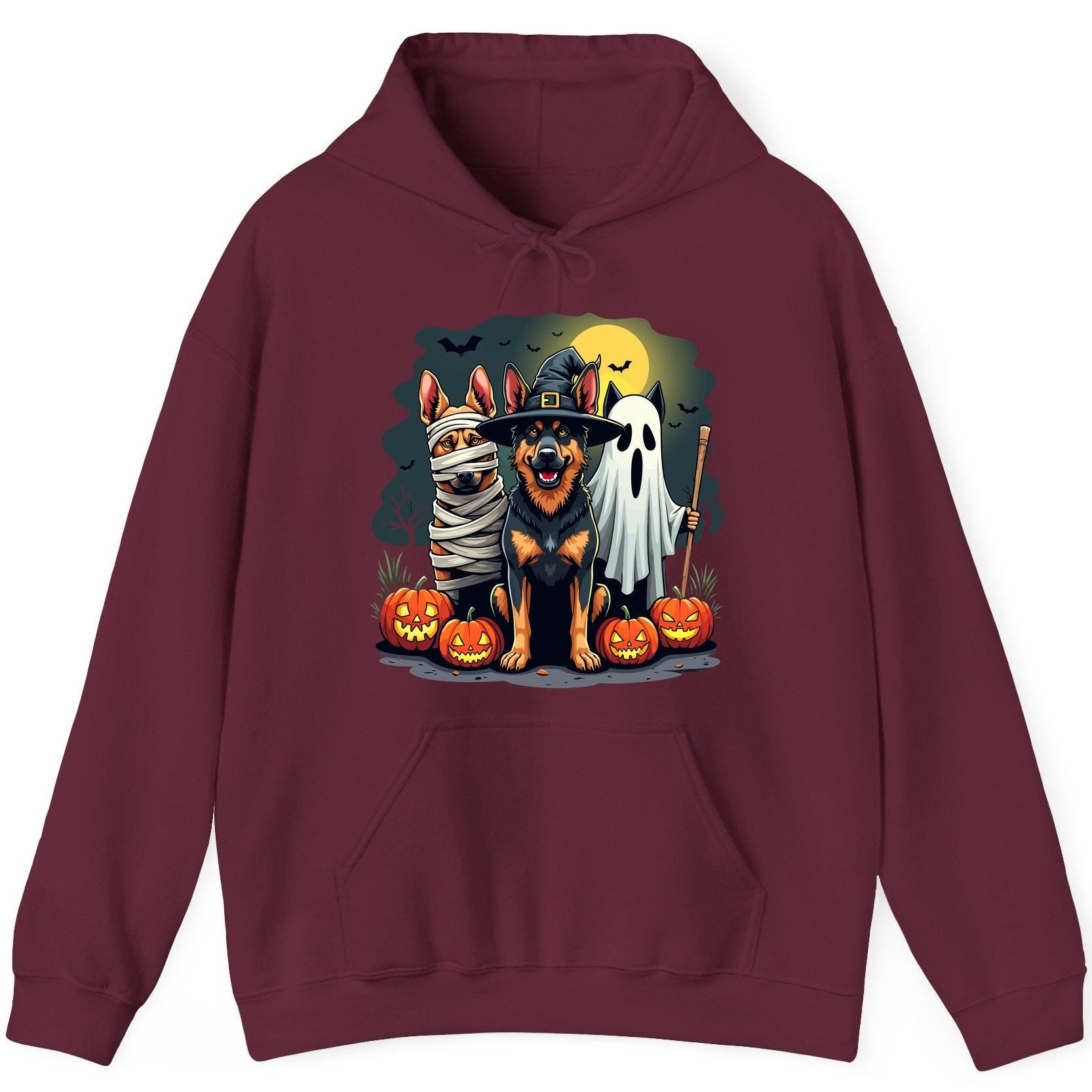 Halloween Dogs in Costumes Halloween dogs Hoodie Maroon product mockup