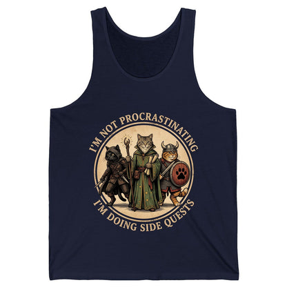 I'm Not Procrastinating I'm Doing Side Quests rpg cats Tank Top Navy product mockup