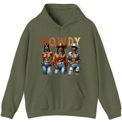 Howdy black cowgirls Hoodie Military Green product mockup