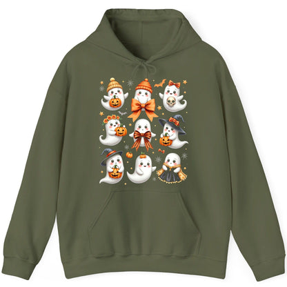 Cute Kawaii Ghosts Collection cute Halloween ghosts Hoodie Military Green product mockup
