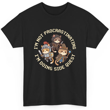 I'm Not Procrastinating I'm Doing Side Quest rpg cats T-Shirt Black product mockup