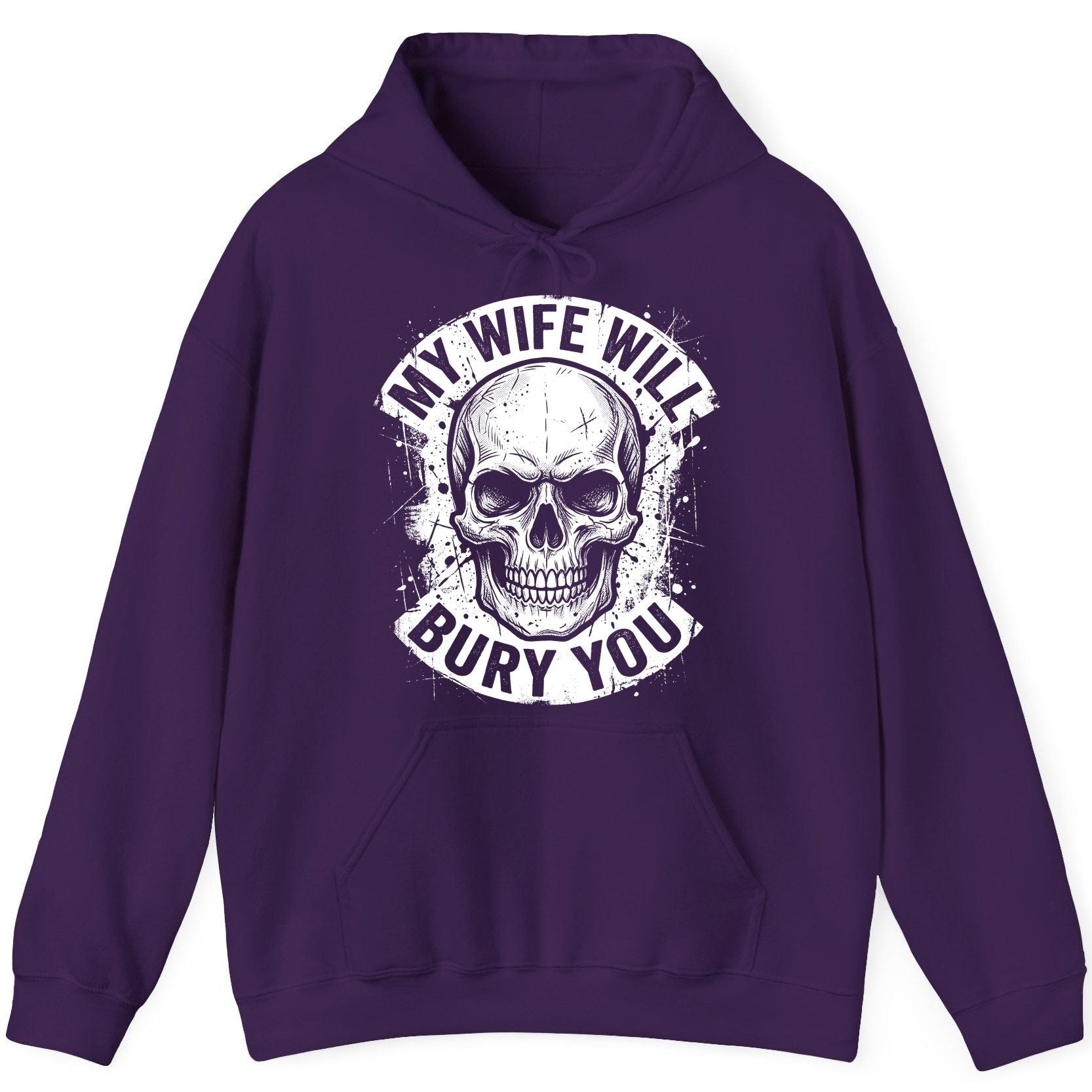 My Wife Will Bury You skull Hoodie Purple product mockup