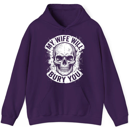 My Wife Will Bury You skull Hoodie Purple product mockup
