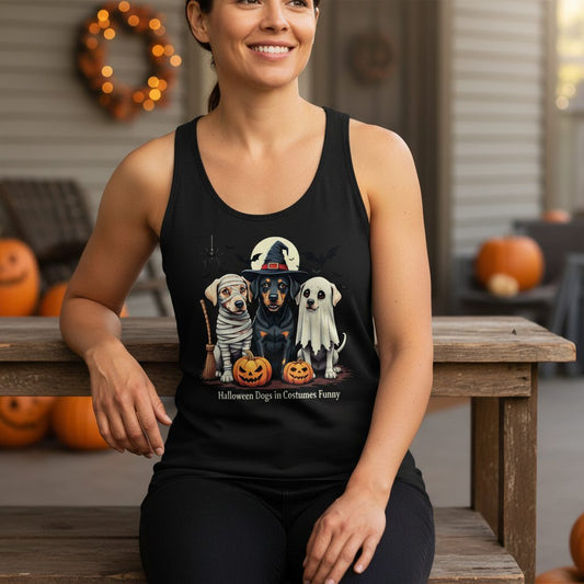 Halloween Dogs in Costumes dogs in Halloween costumes Tank Top Black lifestyle mockup
