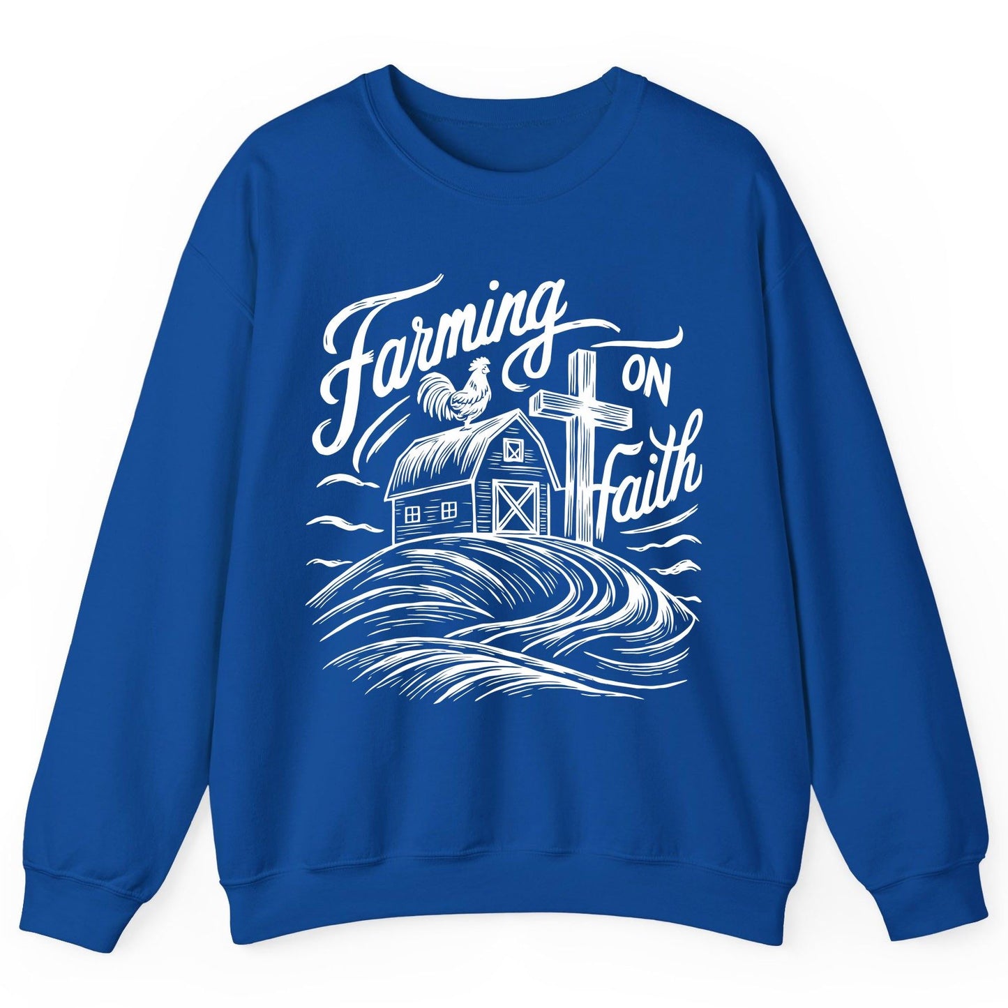 Farming on Faith christian farming Sweatshirt Royal product mockup