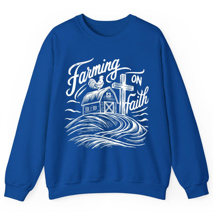 Farming on Faith christian farming Sweatshirt Royal product mockup