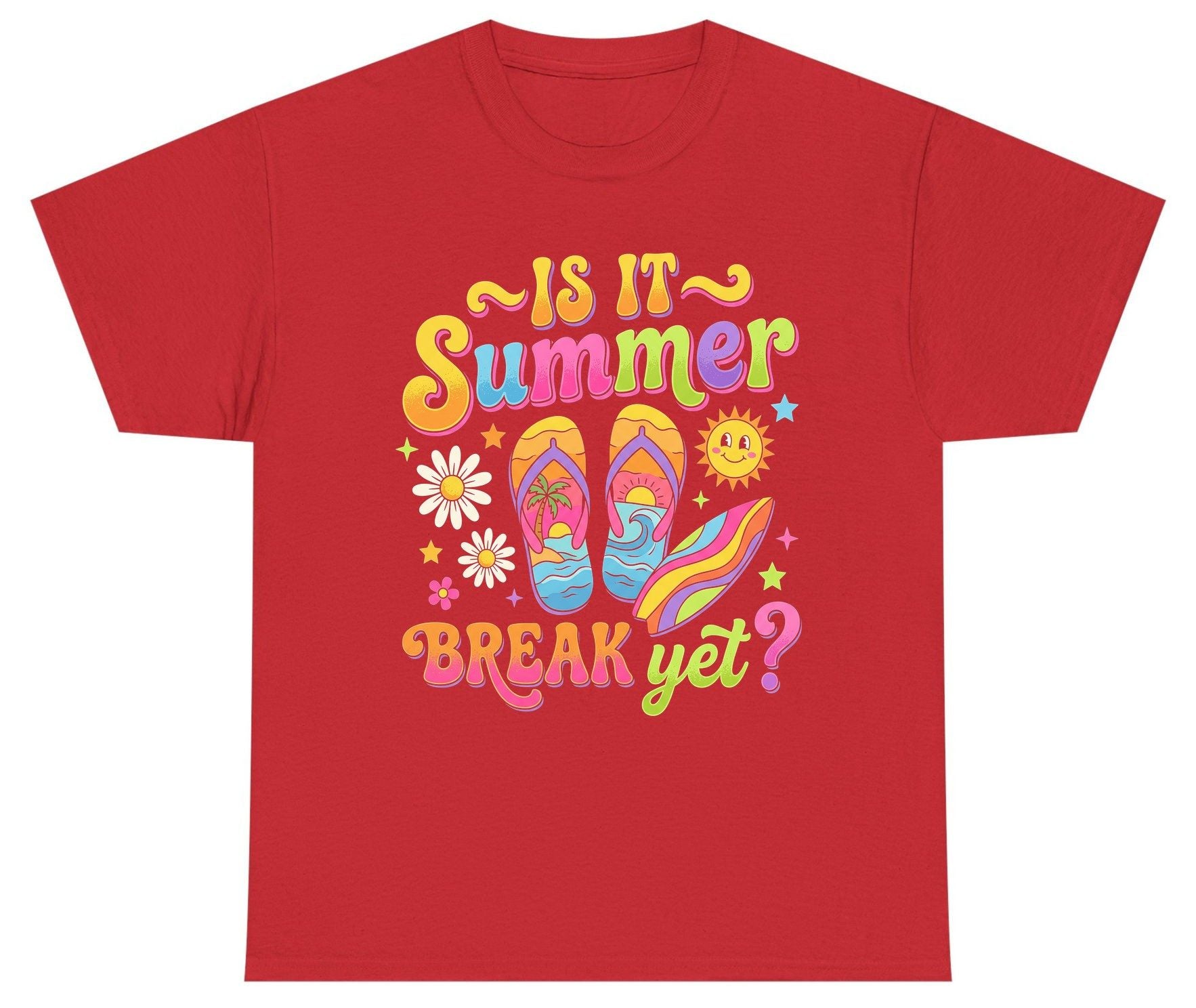 Is It Summer Break Yet Retro Vacation Youth T-Shirt - product mockup - Red