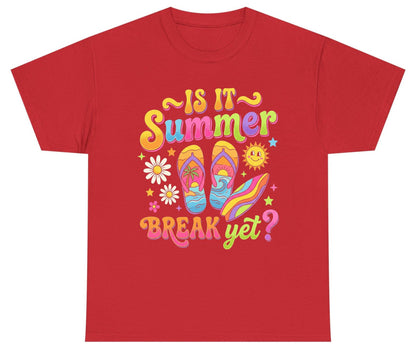 Is It Summer Break Yet Retro Vacation Youth T-Shirt - product mockup - Red
