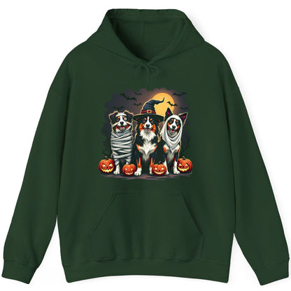 Australian Shepherd Halloween Dogs australian shepherd dogs Hoodie Forest Green product mockup