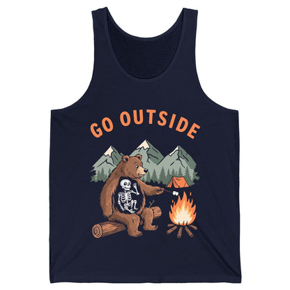 Go Outside funny bear Tank Top Navy product mockup