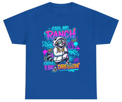 Call Me Ranch Cause I Be Dressin' raccoon Youth T-Shirt Royal product mockup