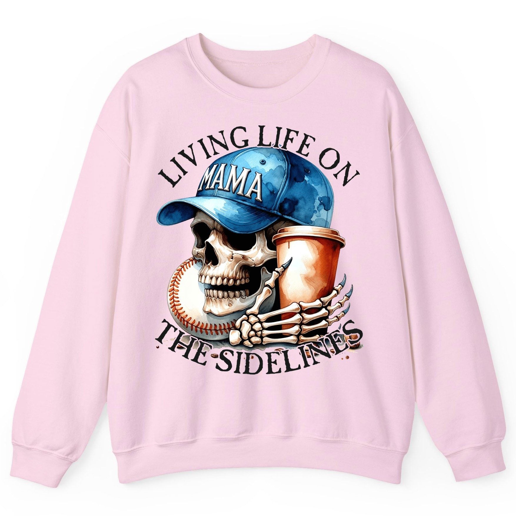Living Life on the Sidelines Mama baseball mom Sweatshirt Light Pink product mockup