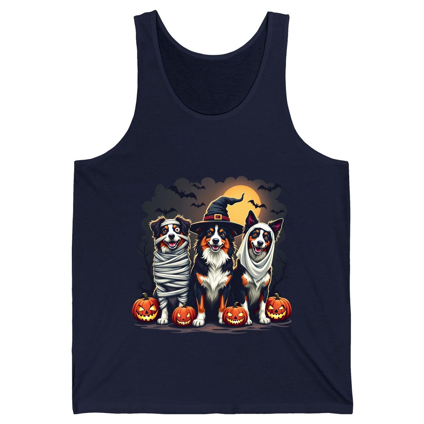 Australian Shepherd Halloween Dogs australian shepherd dogs Tank Top Navy product mockup