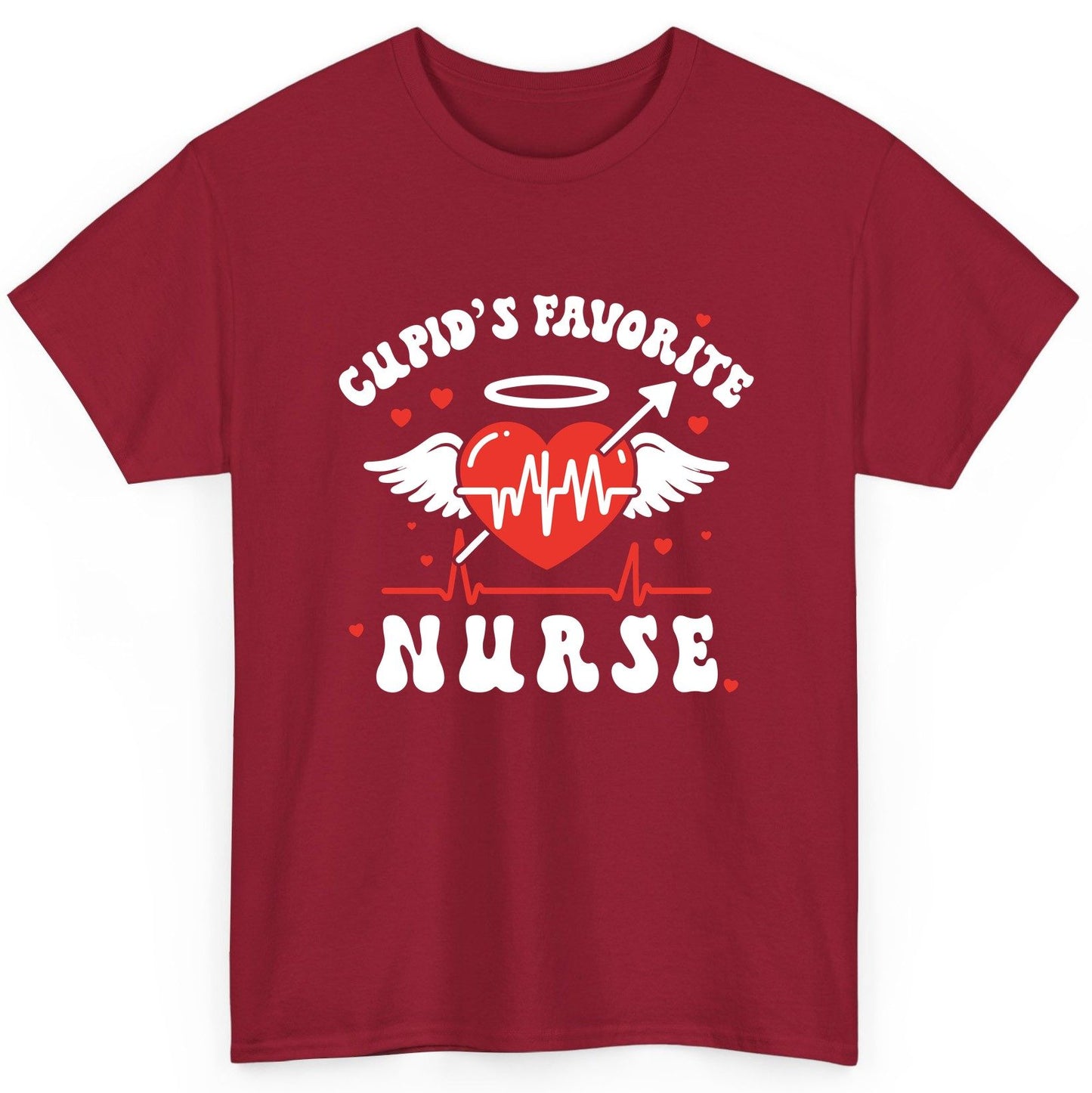 Cupid's Favorite Nurse nursing T-Shirt Cardinal Red product mockup