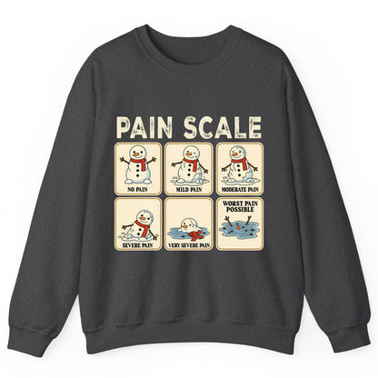 Pain Scale No Pain Mild Pain Moderate Pain Severe Pain Very Severe Pain Worst Pain Possible snowman Sweatshirt Dark Heather