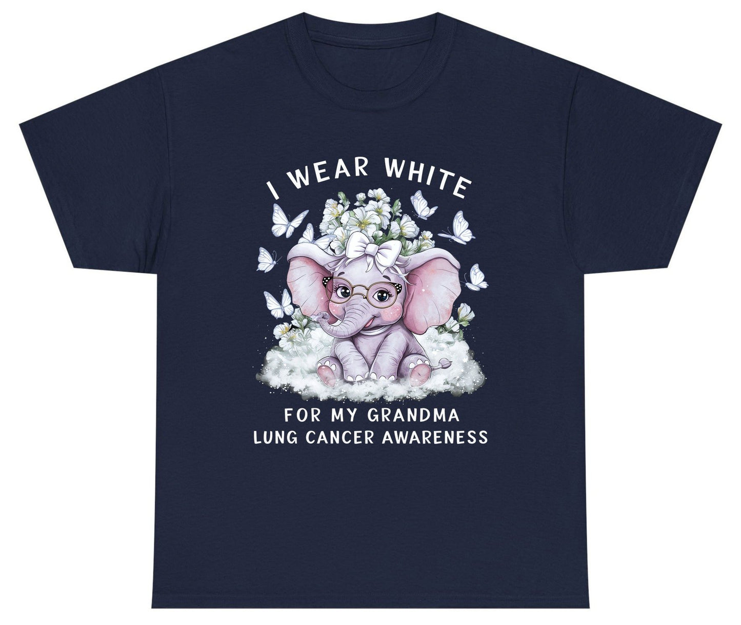 I Wear White for My Grandma Lung Cancer Awareness lung cancer awareness Youth T-Shirt Navy product mockup