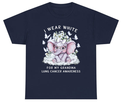 I Wear White for My Grandma Lung Cancer Awareness lung cancer awareness Youth T-Shirt Navy product mockup