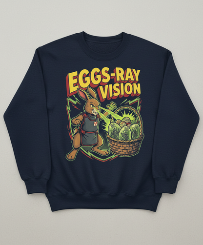 Eggs-Ray Vision Funny Easter Bunny Skeleton Sweatshirt - Navy