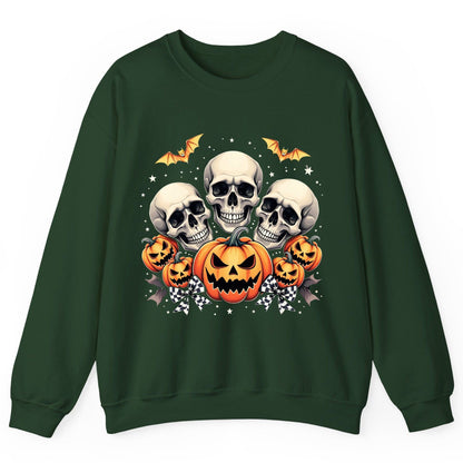 Skulls and Pumpkins Halloween Halloween Sweatshirt Forest Green product mockup