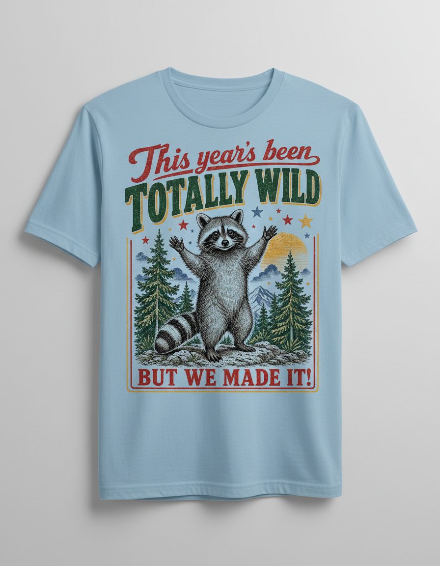 Totally Wild Raccoon Funny Animal Lovers T-Shirt - product mockup - Light Blue