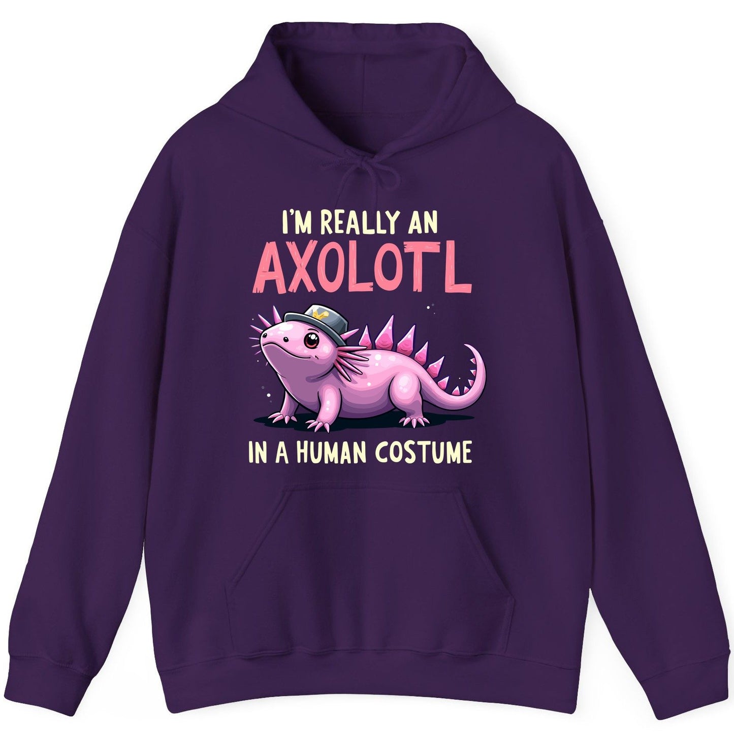 I'm Really an Axolotl in a Human Costume axolotl Hoodie Purple product mockup