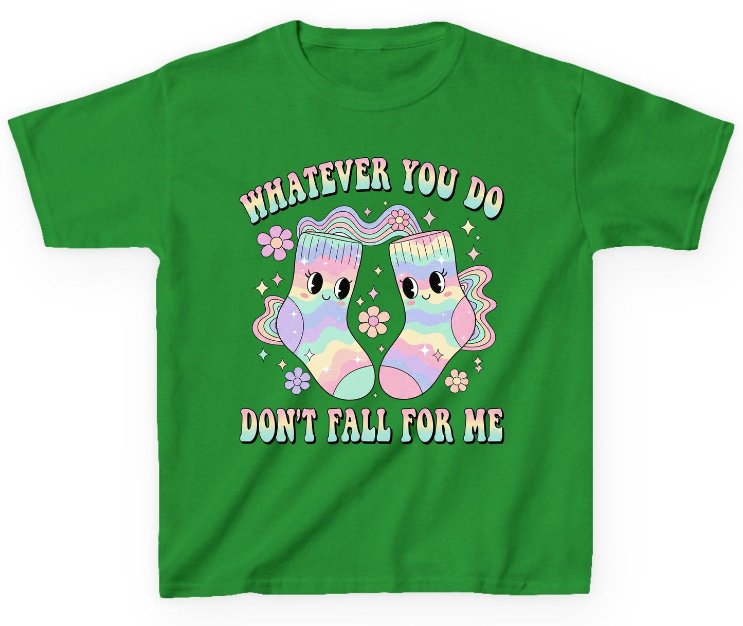 Whatever You Do Don't Fall for Me funny socks Youth T-Shirt Irish Green product mockup