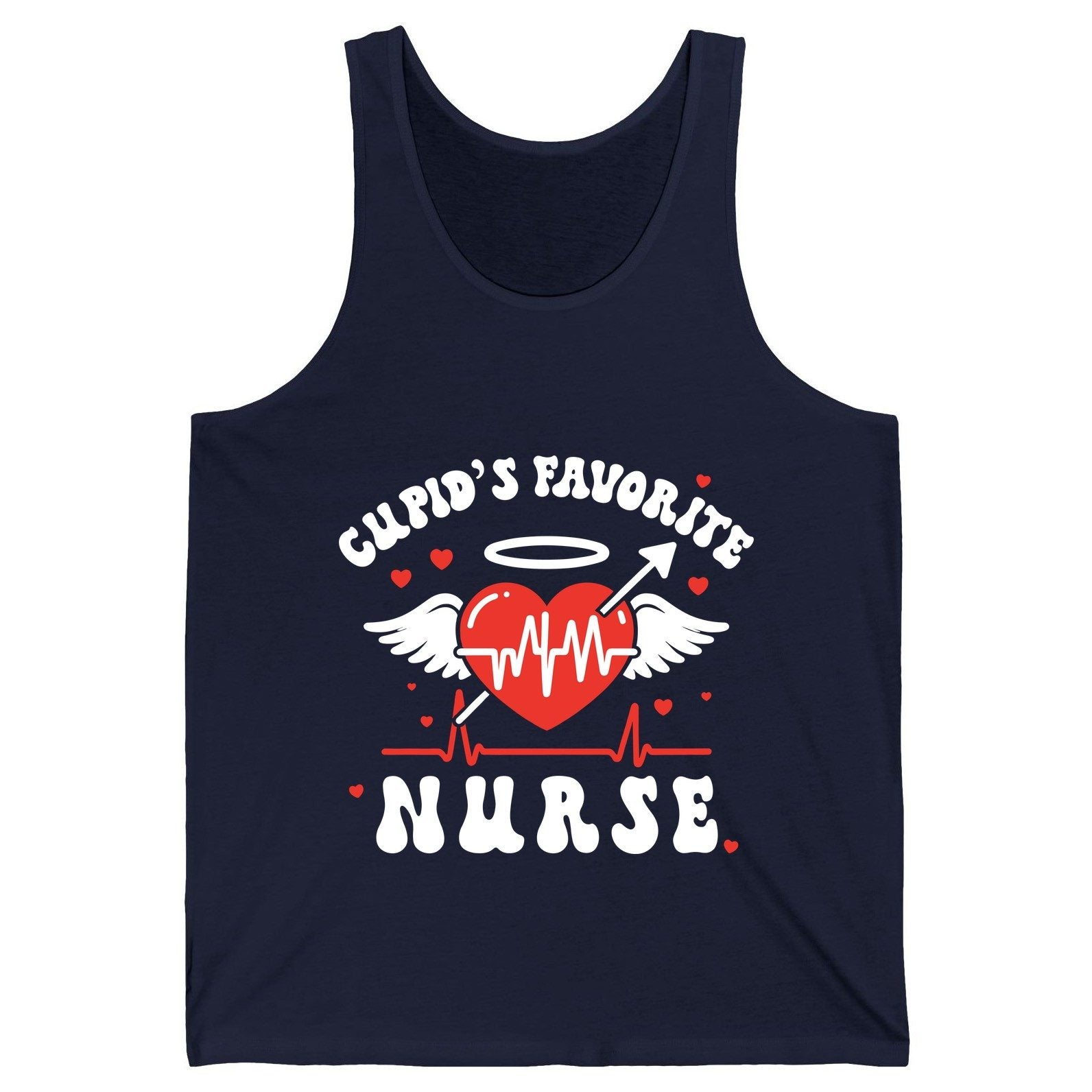 Cupid's Favorite Nurse nursing Tank Top Navy product mockup