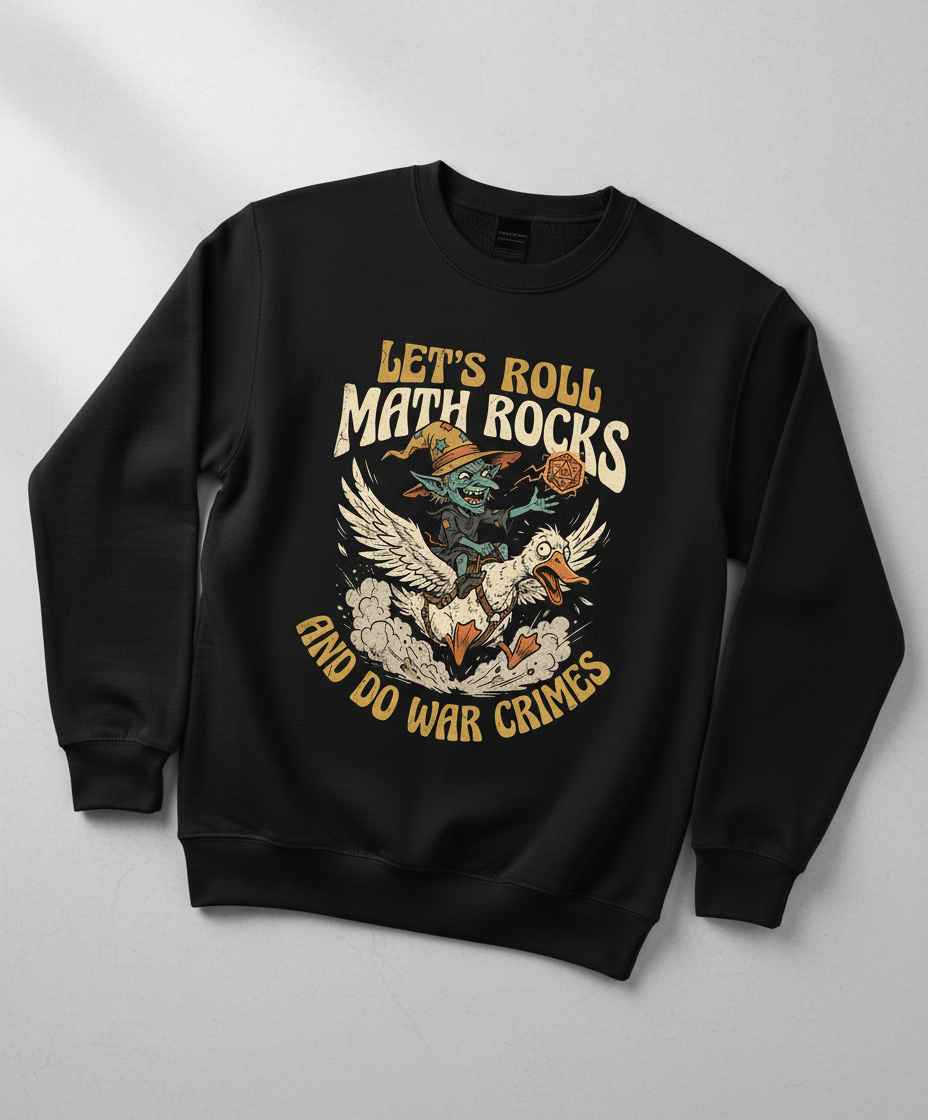 Let's Roll Math Rocks And Do War Crimes Goblin Dice Sweatshirt - Black