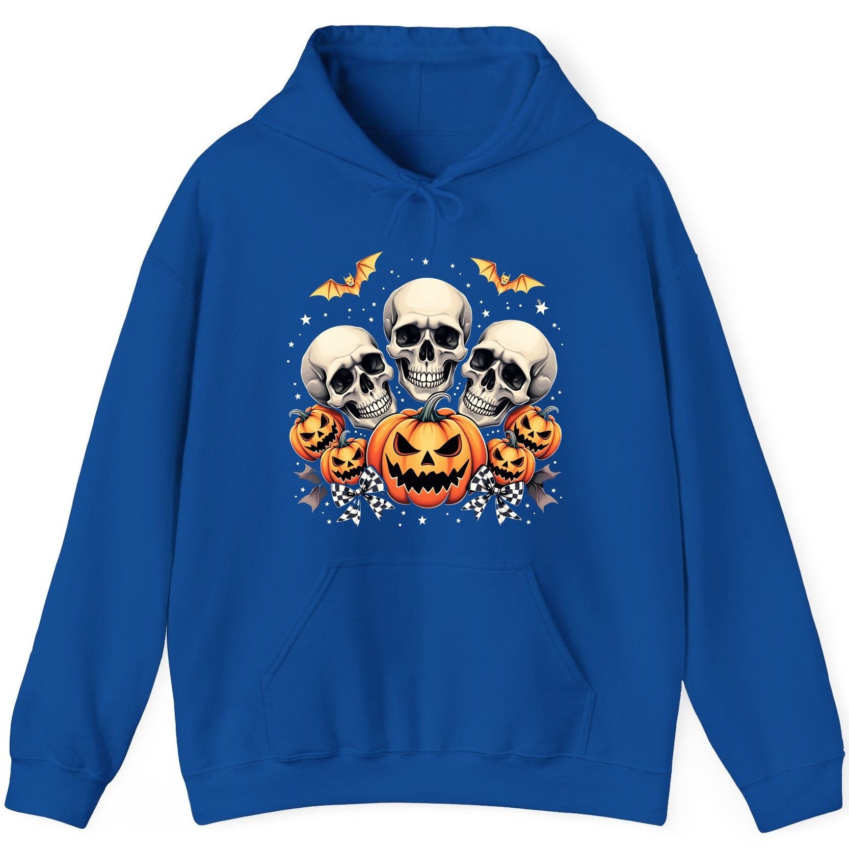 Skulls and Pumpkins Halloween Halloween Hoodie Royal product mockup