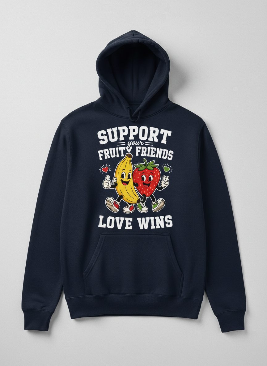 Support Your Fruity Friends Love Wins Retro Lgbtq Pride Hoodie - product mockup - Navy