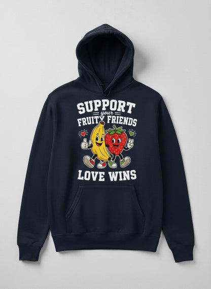 Support Your Fruity Friends Love Wins Retro Lgbtq Pride Hoodie - product mockup - Navy