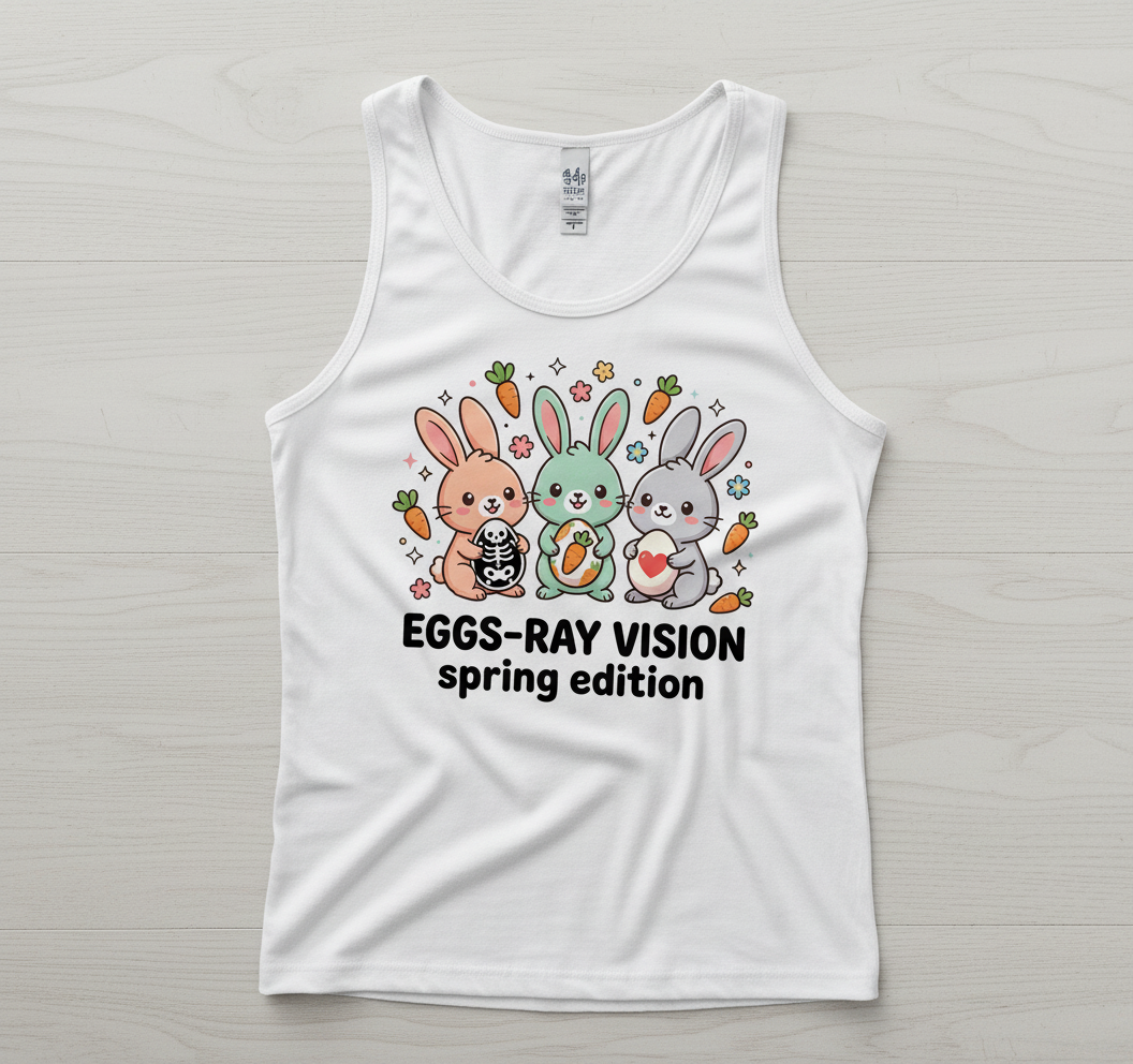 Kawaii Pastel Goth Easter Bunnies Tank Top - White