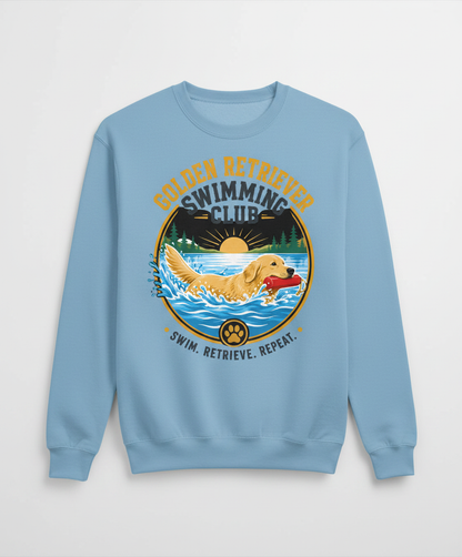 Golden Retriever Swimming Club T-Shirt Sweatshirt - Light Blue