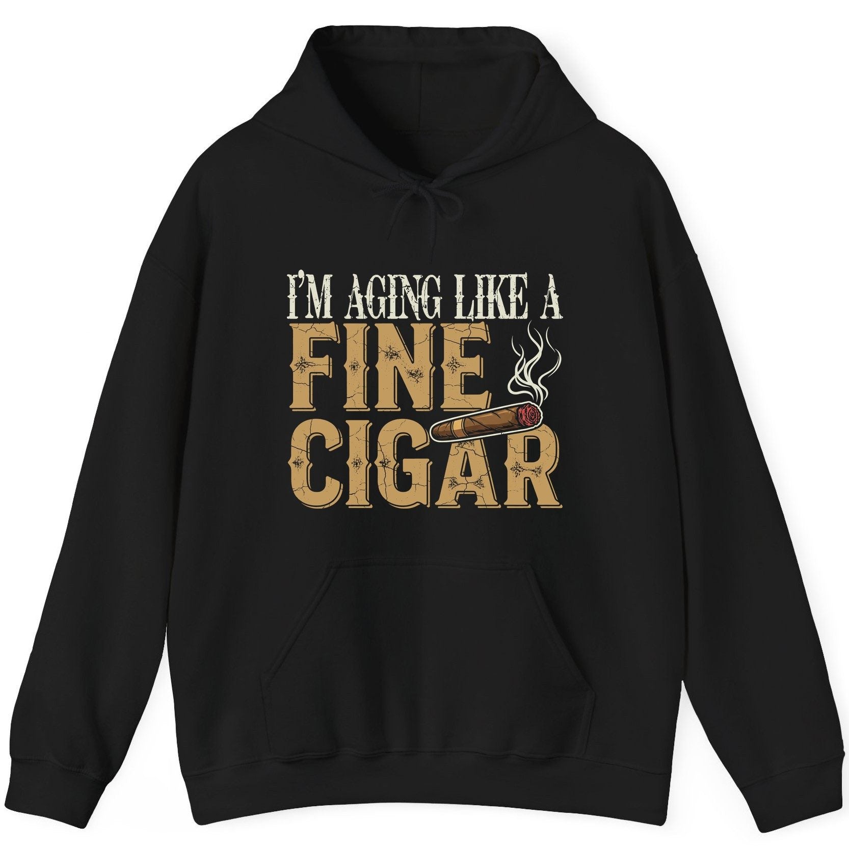 I'm Aging Like a Fine Cigar cigar smoking Hoodie Black product mockup