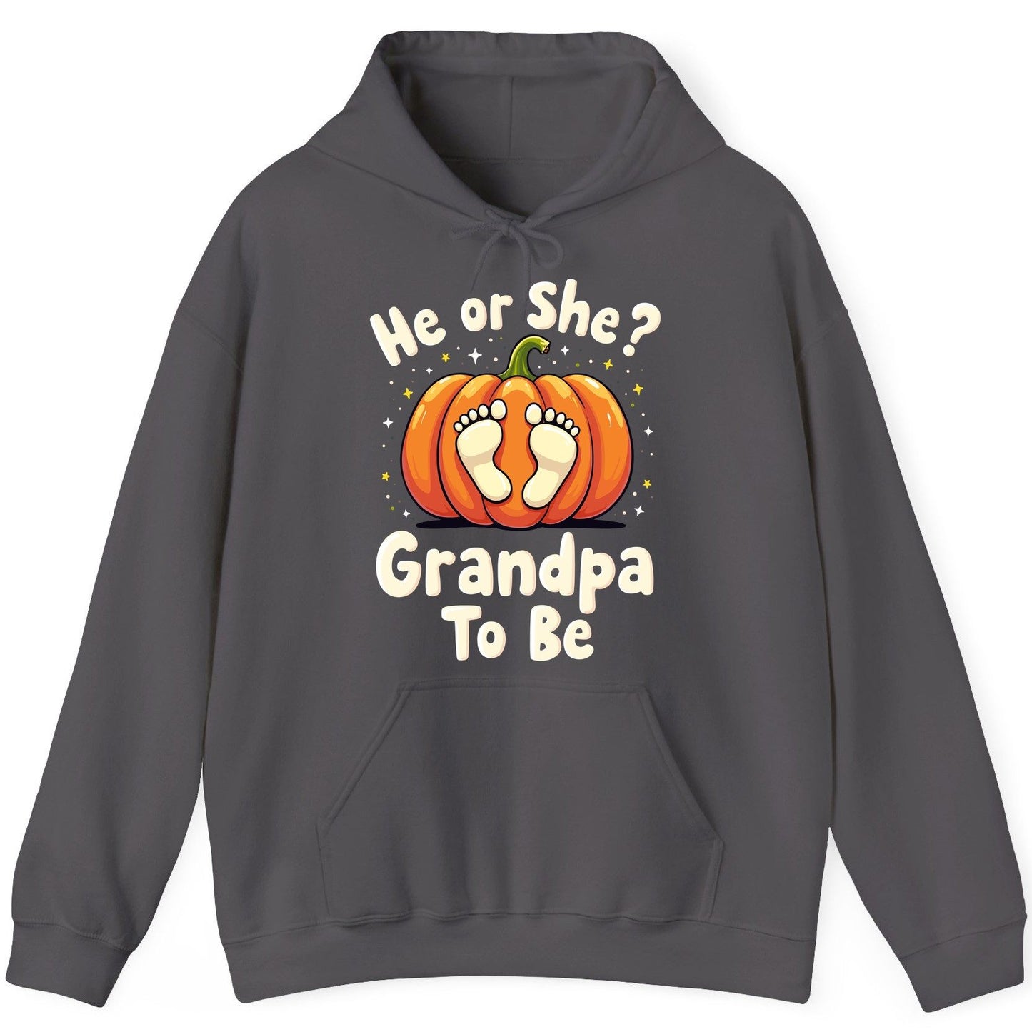 He or She Grandpa to Be gender reveal Hoodie Charcoal product mockup