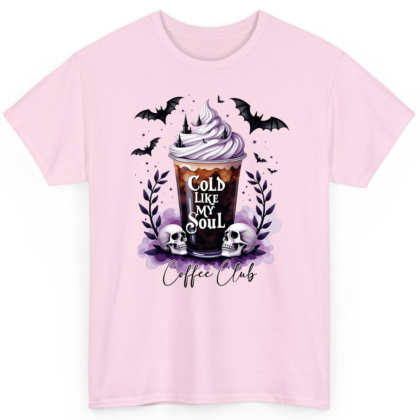 Cold Like My Soul gothic iced coffee T-Shirt Light Pink product mockup