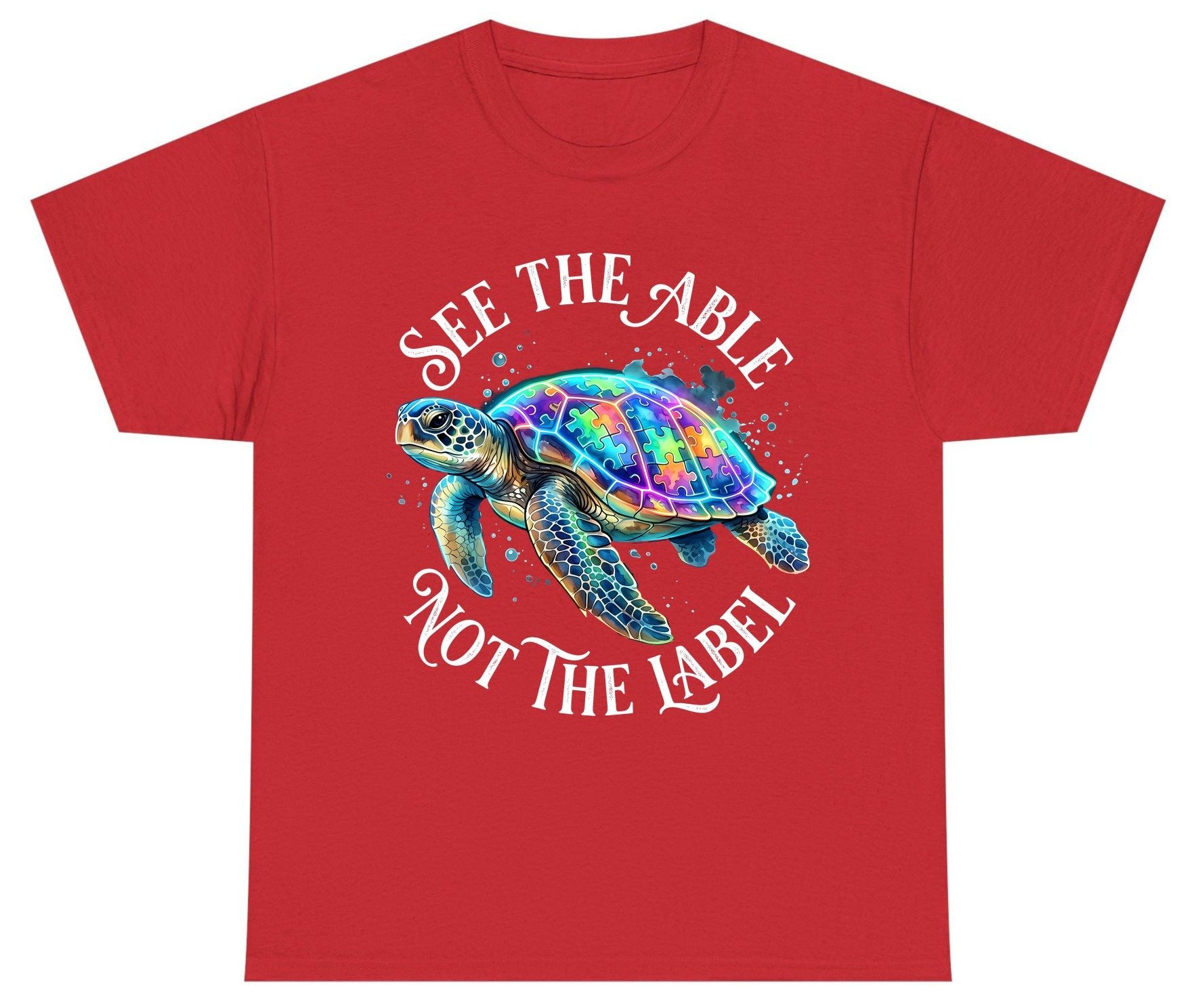 See the Able Not the Label Autism Awareness Youth T-Shirt - product mockup - Red