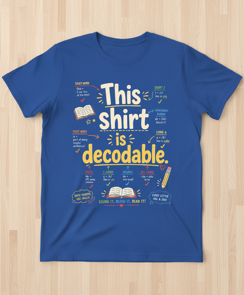 This Shirt Is Decodable Phonics Teacher T-Shirt - Royal