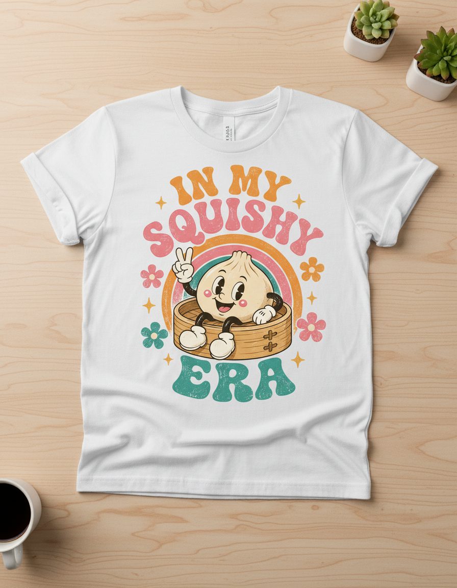 In My Squishy Era Funny Dumpling T-Shirt - product mockup - White