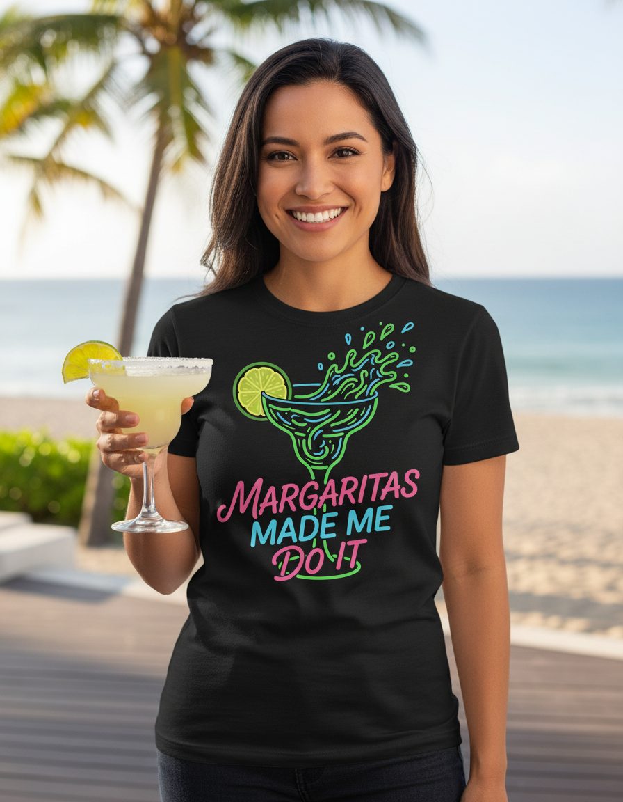 Margaritas Made Me Do It Funny Margarita Cocktail T-Shirt - lifestyle model mockup - Black